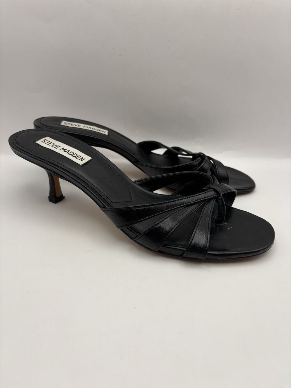 Steve Madden Cary Black Leather Kitten Heels Women Size 8